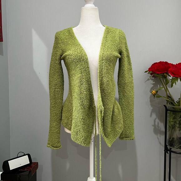 NEW Moda Intl Chenille Wrap Tie Fitted Wool Acrylic Plunge Neck Sweater XS NWOT - Picture 8 of 16